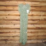 Mac Duggal  4908 Green High Neck Sleeveless Beaded Fringe Fitted Gown Dress Photo 5