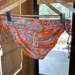 Billabong  Low Rise Orange Pink Blue Paisley Ruched String Bottoms Size Large Photo 3