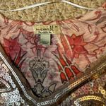 One World  Pink Sequin Artsy Boho Floral Indie Flowy Pink White Silver Brat Sz M Photo 2