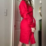 Pendleton  Linen Belted Button‎ Down Dress Sz Medium Red Photo 1