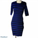 OHNE TITEL‎ 3/4 Sleeve Knit Sweater Knee Dress Striped Bodycon Black Size XS Photo 1