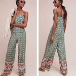 Farm Rio  Honolulu Jumpsuit Wide Leg Floral Border Sleeveless Green XS Photo 1