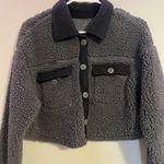 Cropped grey and black teddy jacket Gray Photo 2