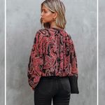 VICI Paisley Button Down Crop Blouse Photo 1