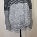 Pink Clover  gray striped bottom tie blouse Photo 2