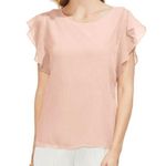 Vince Camuto Blouse Metallic Stripe Flutter Sleeve Blouse In Rose Buff Sz 2X NWT Photo 0