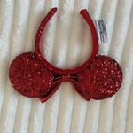 Disney  Parks Red Sequin Minnie Ears with Bow Photo 3