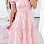 Moon River Light Pink Babydoll Peasant Midi Dress Photo 0