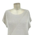 Eileen Fisher  Mixed Knit Tunic Sweater Top Bone‎ Gray Cream Size Small Photo 3