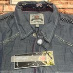 Ed Hardy  Women’s Blue Denim Shirt size L Photo 4