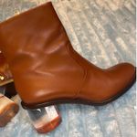 Burberry Leather Ankle Boots Clear Block Heel Gold Zip Made in Italy Sz 39/8.5 Photo 8