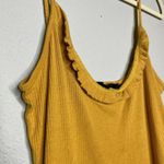 Know One Cares Womens Mustard Yellow Ruffle Scoop Neck Camisole Top Size Large Photo 2