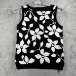 Jones New York  Sport Sweater Vest Black White Floral Knit Top Womens M Academia Photo 1