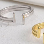 Boutique NEW Women's‎ Split Bar White Gold Plated S925 Band Ring Silver Adjustable Photo 0