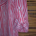 Notations LP Paint Brush Striped Pocketed Semi-Sheer Top Petite Coral Red White Photo 5