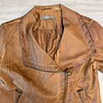 Bagatelle VTG Women M Biker Moto Jacket Brown Faux Leather Vegan Zippers Zip EUC Photo 12