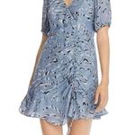 Parker Blue Tiger Stripe Silk Blend Dress Size Small New Photo 1