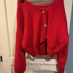 No Boundaries Red Cropped Cardigan Photo 1