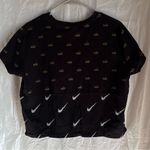 Nike  Womens Sportswear Metallic Allover Logo Cropped Tee Sz Large Black Gold Photo 2