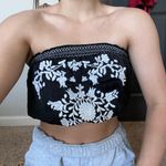 Free People Floral Black & White Strapless Crop Photo 0