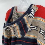 American Eagle  Outfitters Blue Tan Aztec Hooded Pullover Sweater Size Medium Photo 3