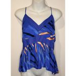 Free People  Endless Fun Blue Printed Flowy Babydoll Tank Top Size 8 EUC!! Photo 1