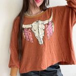 Wildfox  Steer Skull Nevada Outlaw Feathers Oversized Jumper Photo 0