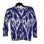 J.Crew  Womens‎ Cardigan Sweater Size Small Blue White Pattern 100% Cotton LS Photo 0
