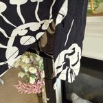 Tropical Button Linen Top Blouse Sleeveless Black Cream Floral Island Shirt Size XS Photo 4