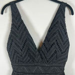 SUGAR+LIPS All My Love Women's Plunging Neck Lace Mini Dress Black Pleats Small Photo 5