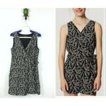 Loft Ann Taylor Sleeveless Romper Size 6 Tie Wrap Black & White Leaf Print Photo 1