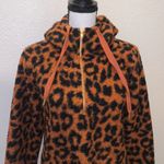 Loft Ann Taylor rusty brown cheetah print fleece teddy pullover sweatshirt Photo 1
