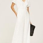 Club Monaco  White Open Back V-Neck Textured Style Tie Back Jumpsuit Size 4 Photo 0