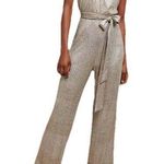 Anthropologie Bishop & Young Jumpsuit The Aspen Gold Metallic Pleated Size Small Photo 0