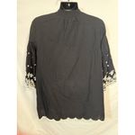 Cato  Established 1946 women's black embroidered cotton blouse Size‎ Large Photo 4