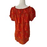 CHAPS  Denim Orange Paisley Cotton Blouse Women Top Size Small | 60-12 Photo 1