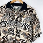 Vintage Zebra Animal Print Button Down Top Black Size L Photo 3