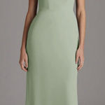 Azazie Tayla Floor Length Chiffon Sheath Dress Size A2 Eucalyptus Bridesmaid Photo 0