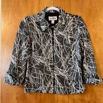 Joseph Ribkoff  Veston Jacket Blazer Black Silver Zip Abstract Lines Size 8 Photo 0