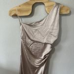 Asos Six Stories Bridesmaids One Shoulder Satin Maxi Dress Champagne Size US 10 Tan Photo 1