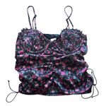 For Love & Lemons Melrose Bustier Black Floral Lace Trim Y2K Crop Top XS Photo 3