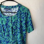 Jaclyn Vintage 70s Shirt Shorts Set Small Floral Retro Casual‎ Bright Blue Photo 2