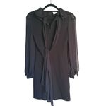 Slate + Willow Sheer Sleeve Tie Sheath Dress Black Size 2 Cocktail Evening Event Photo 3