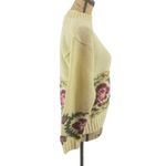 Worthington Vintage  Womens Sweater Floral Cream Medium Photo 4