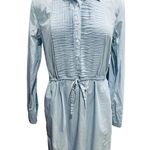 J.Crew  Blue Cotton Poplin Long Sleeve Popover Shirt Dress Size Ss Photo 5