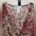 Dress Barn Surplice Wrap Burgundy Paisley Stretchy Plus Size Sequin Top Boho Chic Photo 7