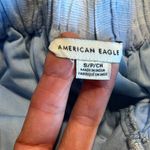 American Eagle  Cotton Linen Blue Plaid Shorts Comfy Elastic Back Waist Womens S Photo 3