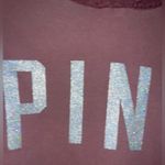 Victoria's Secret Pink Medium Rose Pink Hoodie Sweatshirt Glitter Font Sherpa Top Photo 7