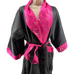 Reversible Thai Kimono Oriental Dragon Design Blue Black Belted Pockets Size M Photo 0