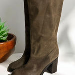 Ralph Lauren Women's Mid Calf Light Brown Suede Leather Chunky Heel Boots 9.5 Photo 0